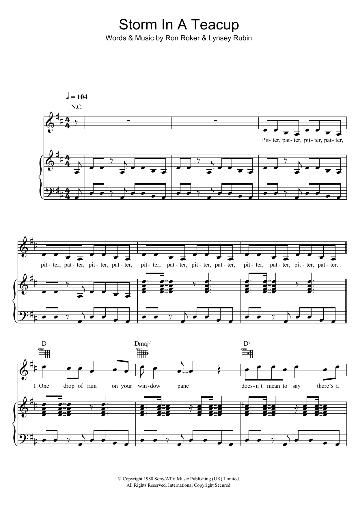 Download The Fortunes Storm In A Teacup Sheet Music and learn how to play Piano, Vocal & Guitar PDF digital score in minutes