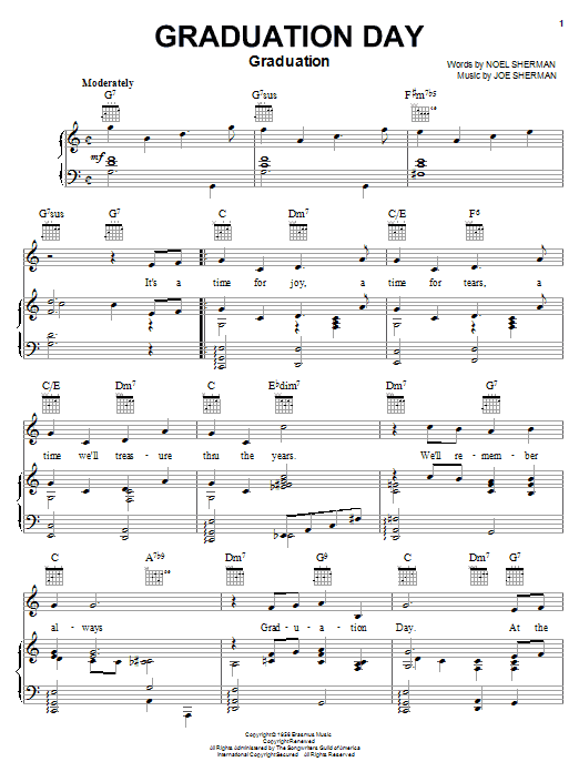 Download The Four Freshmen Graduation Day Sheet Music and learn how to play Piano, Vocal & Guitar (Right-Hand Melody) PDF digital score in minutes