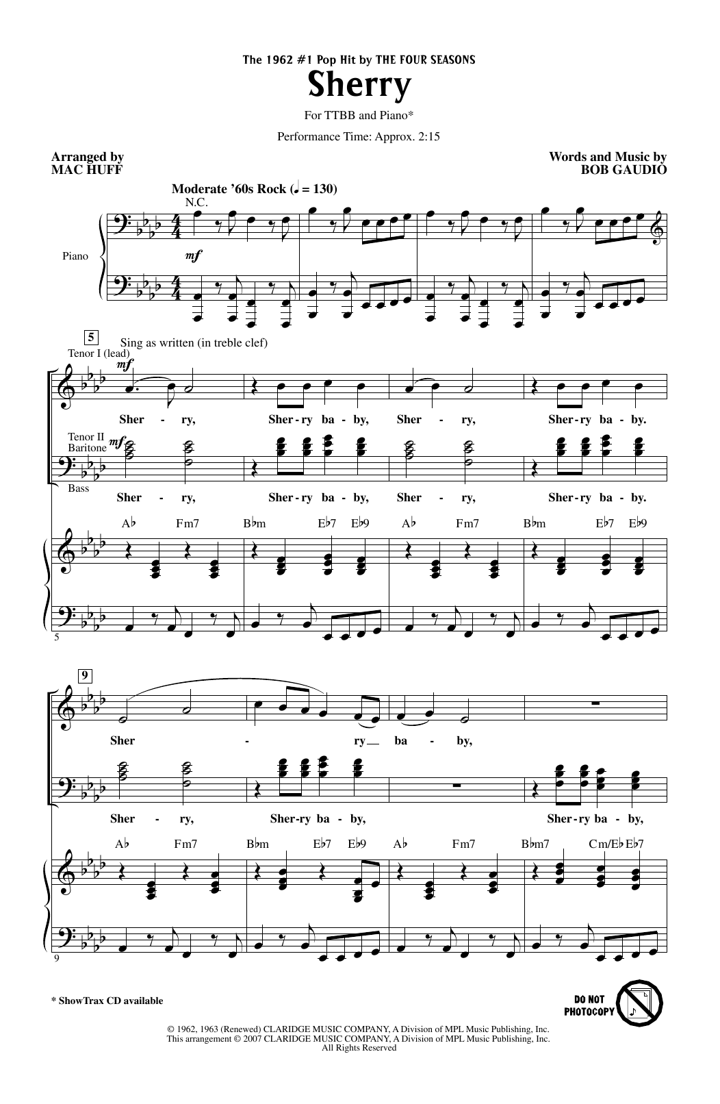 Download The Four Seasons Sherry (arr. Mac Huff) Sheet Music and learn how to play TTBB Choir PDF digital score in minutes