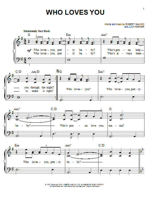 Download The Four Seasons Who Loves You Sheet Music and learn how to play Easy Piano PDF digital score in minutes