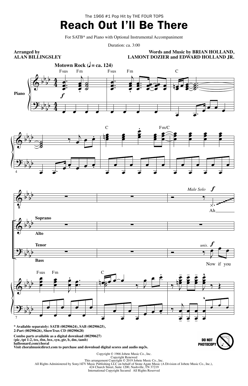 Download The Four Tops Reach Out I'll Be There (arr. Alan Billingsley) Sheet Music and learn how to play 2-Part Choir PDF digital score in minutes