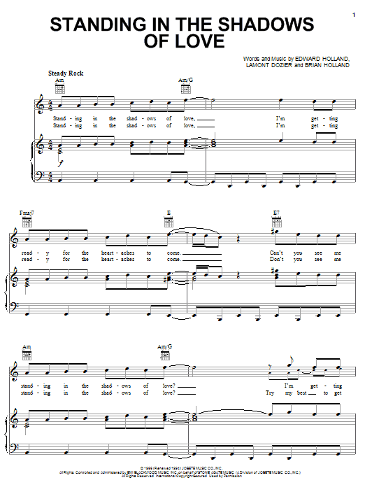 Download The Four Tops Standing In The Shadows Of Love Sheet Music and learn how to play Bass Guitar Tab PDF digital score in minutes