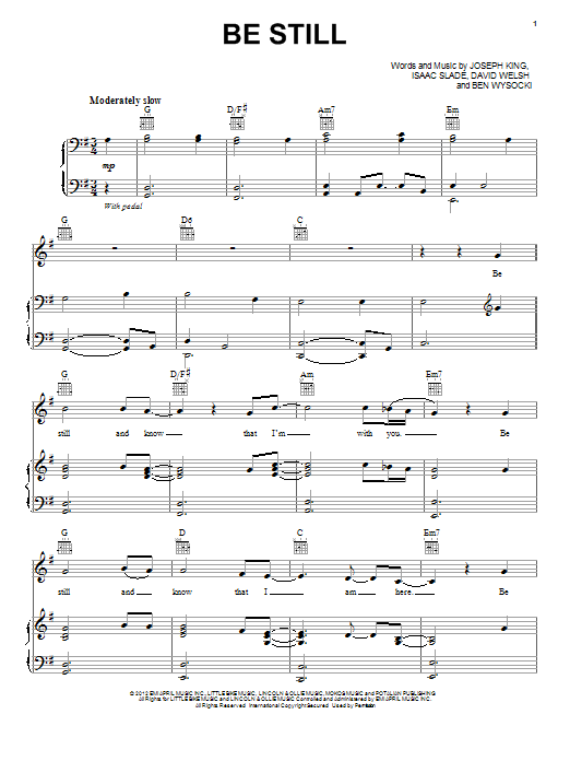 Download The Fray Be Still Sheet Music and learn how to play Piano, Vocal & Guitar (Right-Hand Melody) PDF digital score in minutes