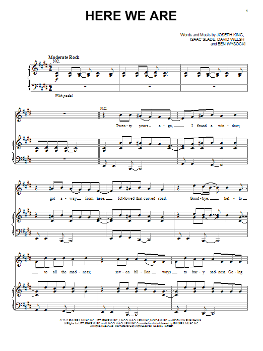 Download The Fray Here We Are Sheet Music and learn how to play Piano, Vocal & Guitar (Right-Hand Melody) PDF digital score in minutes