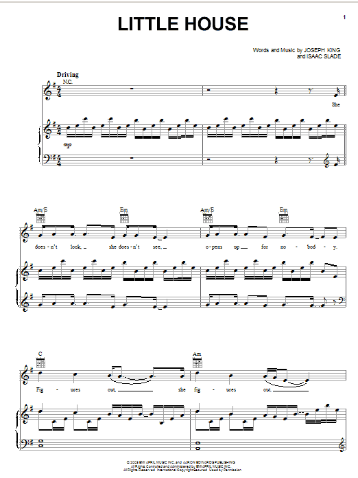 Download The Fray Little House Sheet Music and learn how to play Piano, Vocal & Guitar (Right-Hand Melody) PDF digital score in minutes