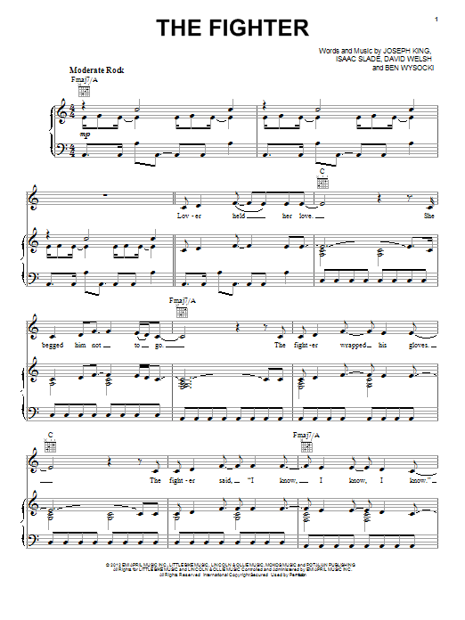 Download The Fray The Fighter Sheet Music and learn how to play Piano, Vocal & Guitar (Right-Hand Melody) PDF digital score in minutes