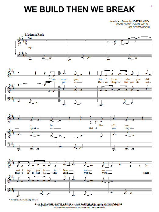 Download The Fray We Build Then We Break Sheet Music and learn how to play Piano, Vocal & Guitar (Right-Hand Melody) PDF digital score in minutes