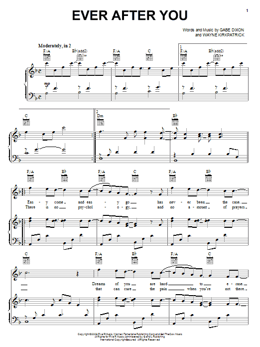 Download The Gabe Dixon Band Ever After You Sheet Music and learn how to play Piano, Vocal & Guitar (Right-Hand Melody) PDF digital score in minutes