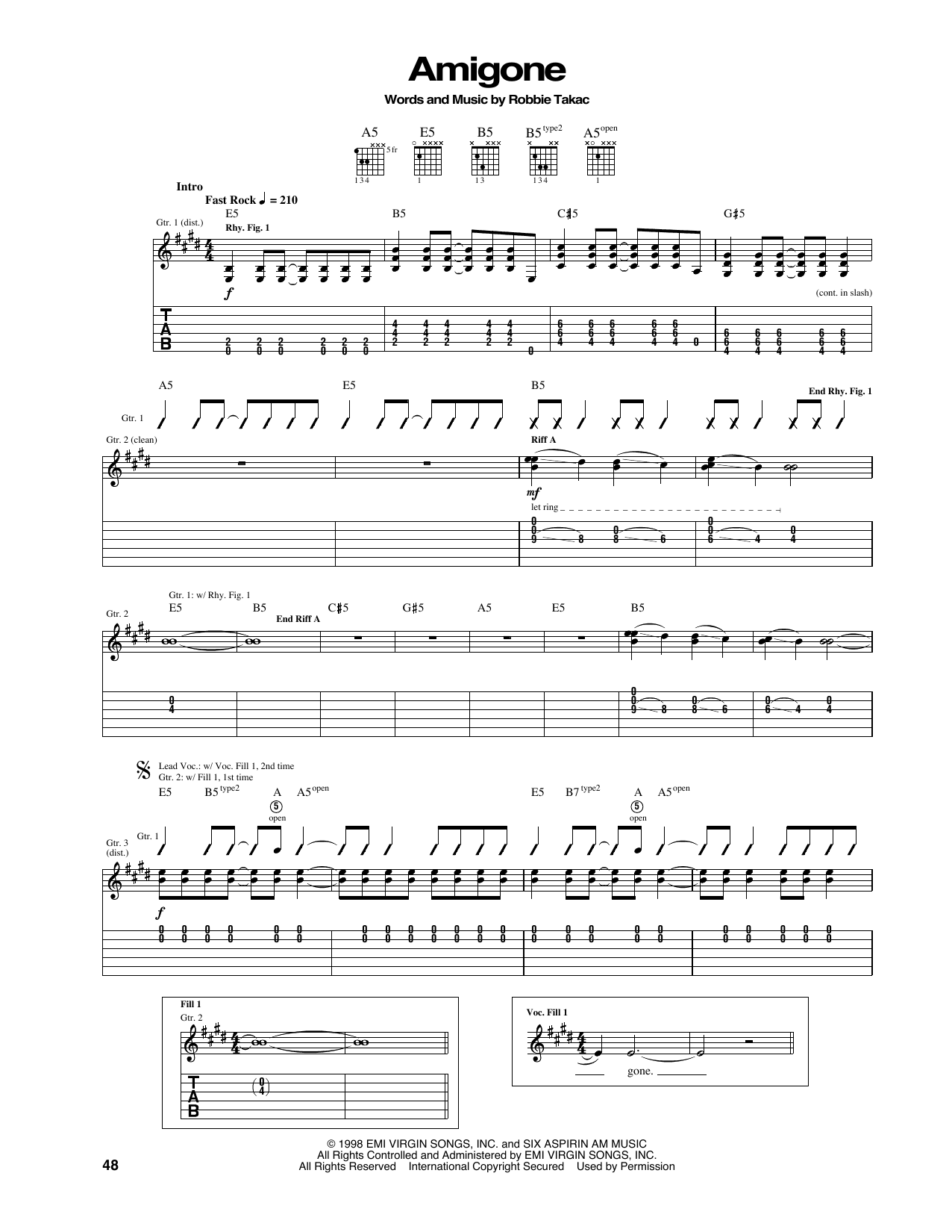 Download The Goo Goo Dolls Amigone Sheet Music and learn how to play Guitar Tab PDF digital score in minutes