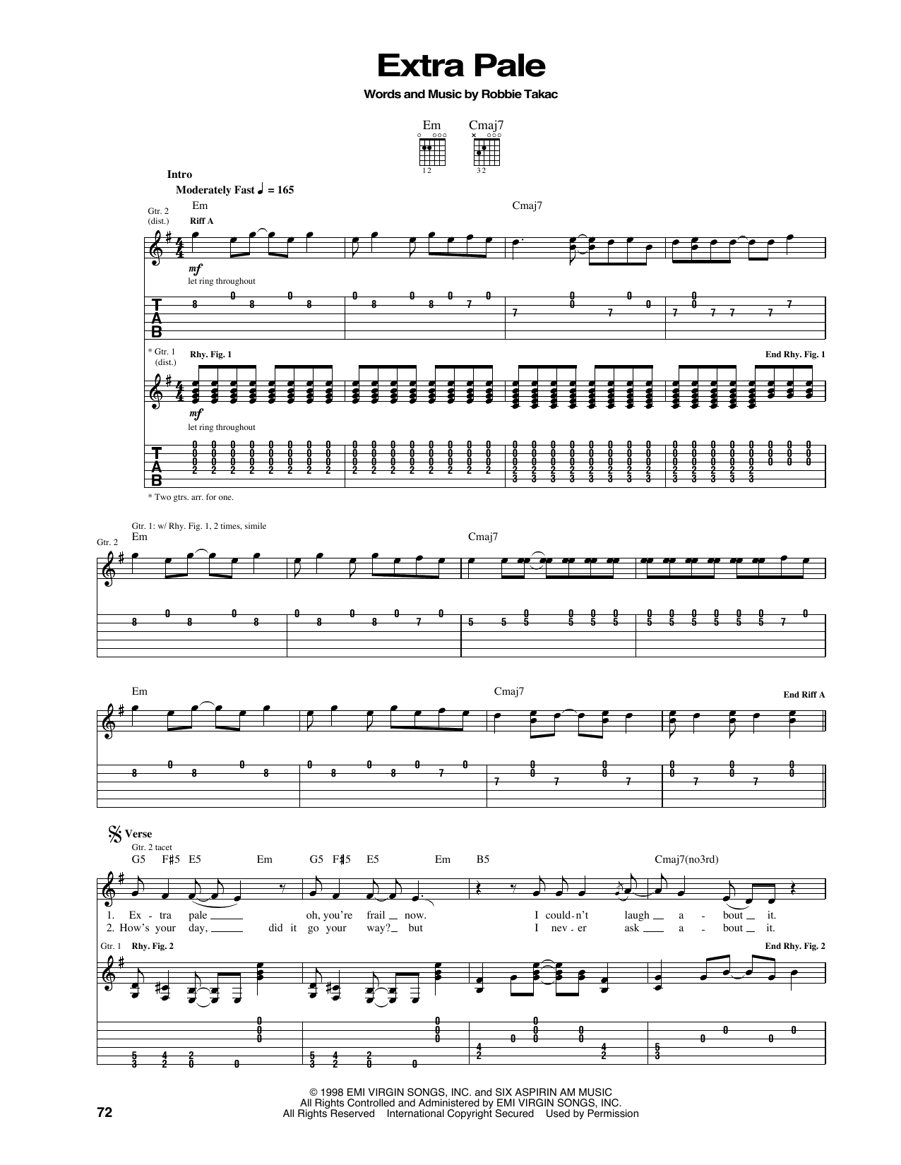 Download The Goo Goo Dolls Extra Pale Sheet Music and learn how to play Piano, Vocal & Guitar Chords (Right-Hand Melody) PDF digital score in minutes
