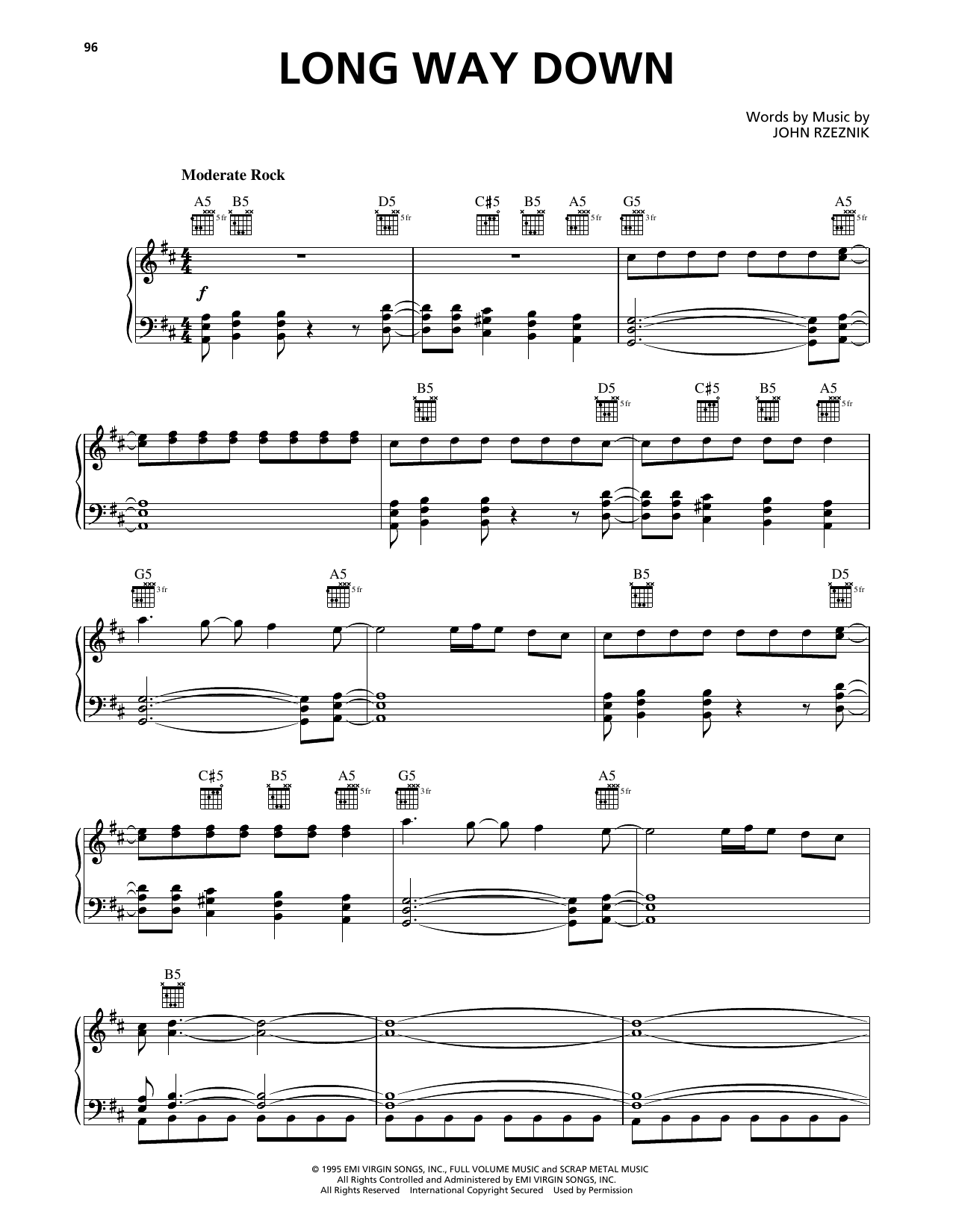 Download The Goo Goo Dolls Long Way Down Sheet Music and learn how to play Piano, Vocal & Guitar Chords (Right-Hand Melody) PDF digital score in minutes
