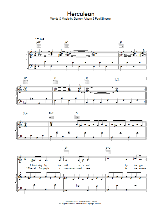 Download The Good, the Bad & the Queen Herculean Sheet Music and learn how to play Lyrics & Chords PDF digital score in minutes