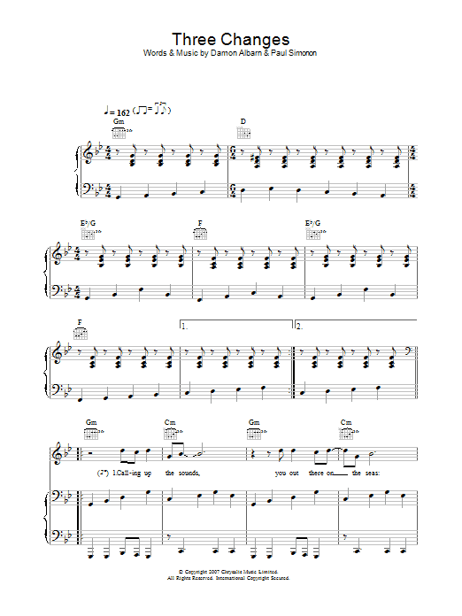 Download The Good, the Bad & the Queen Three Changes Sheet Music and learn how to play Piano, Vocal & Guitar PDF digital score in minutes