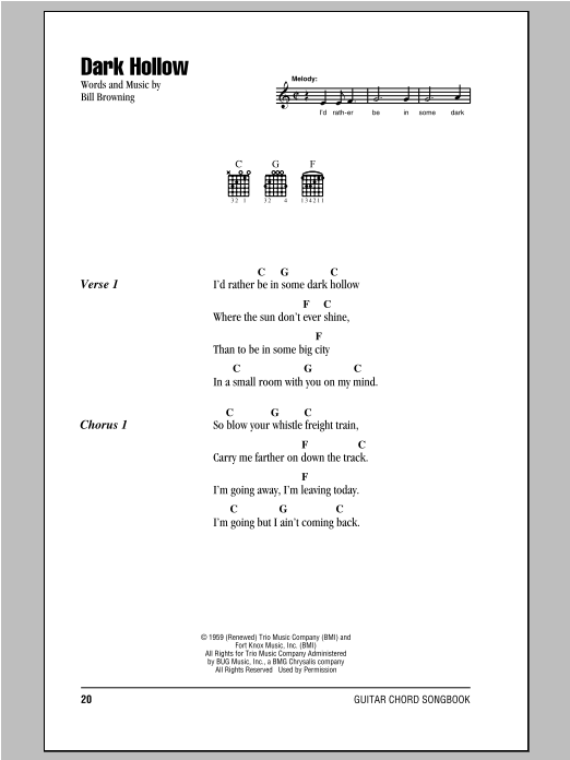 Download The Grateful Dead Dark Hollow Sheet Music and learn how to play Banjo PDF digital score in minutes