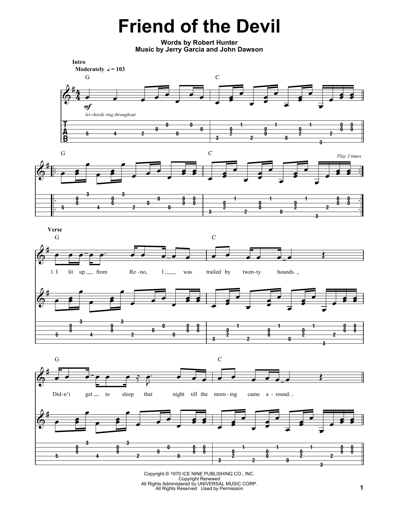 Download Grateful Dead Friend Of The Devil Sheet Music and learn how to play Piano, Vocal & Guitar (Right-Hand Melody) PDF digital score in minutes