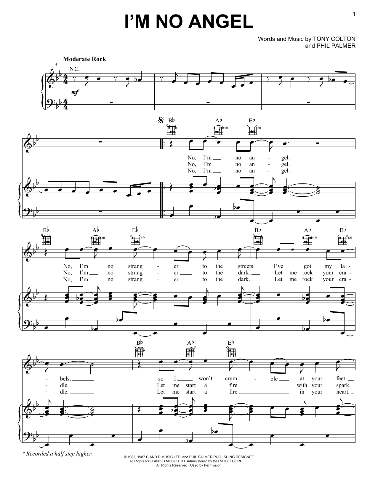 Download The Gregg Allman Band I'm No Angel Sheet Music and learn how to play Piano, Vocal & Guitar Chords (Right-Hand Melody) PDF digital score in minutes