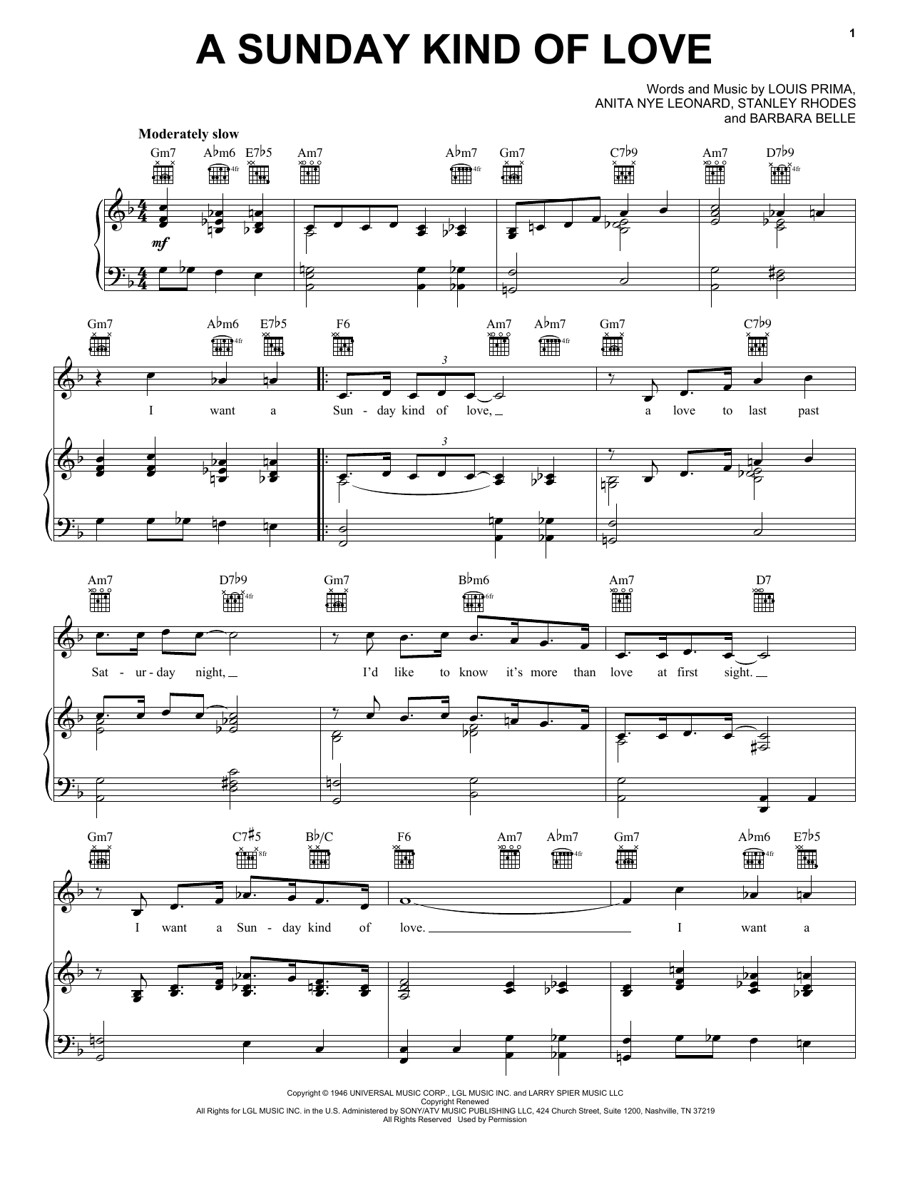 Download The Harptones A Sunday Kind Of Love Sheet Music and learn how to play Piano, Vocal & Guitar (Right-Hand Melody) PDF digital score in minutes