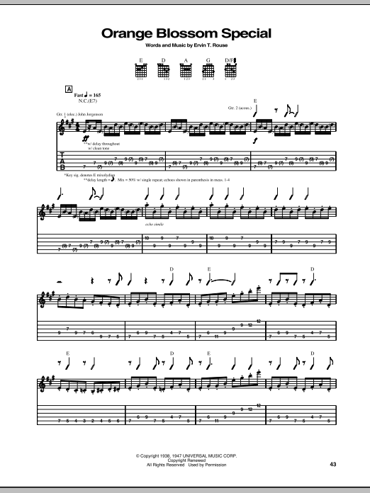 Download The Hellecasters Orange Blossom Special Sheet Music and learn how to play Guitar Tab PDF digital score in minutes