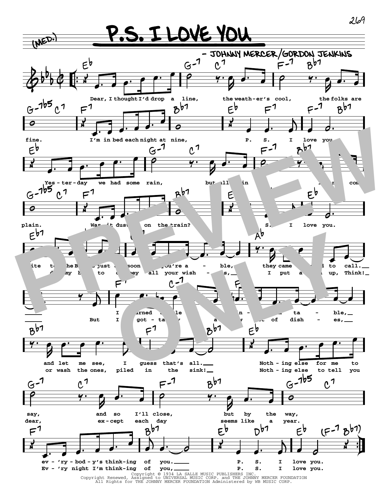Download The Hilltoppers P.S. I Love You (arr. Robert Rawlins) Sheet Music and learn how to play Real Book – Melody, Lyrics & Chords PDF digital score in minutes