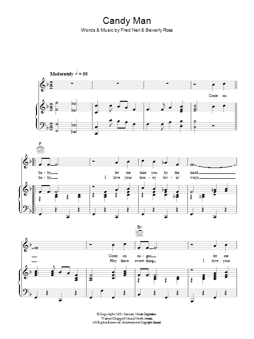 Download The Hollies Candy Man Sheet Music and learn how to play Piano, Vocal & Guitar (Right-Hand Melody) PDF digital score in minutes