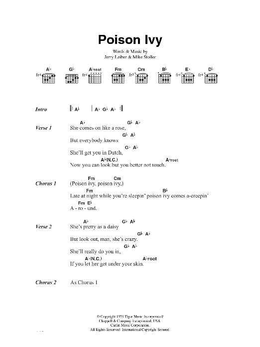 Download The Hollies Poison Ivy Sheet Music and learn how to play Lyrics & Chords PDF digital score in minutes