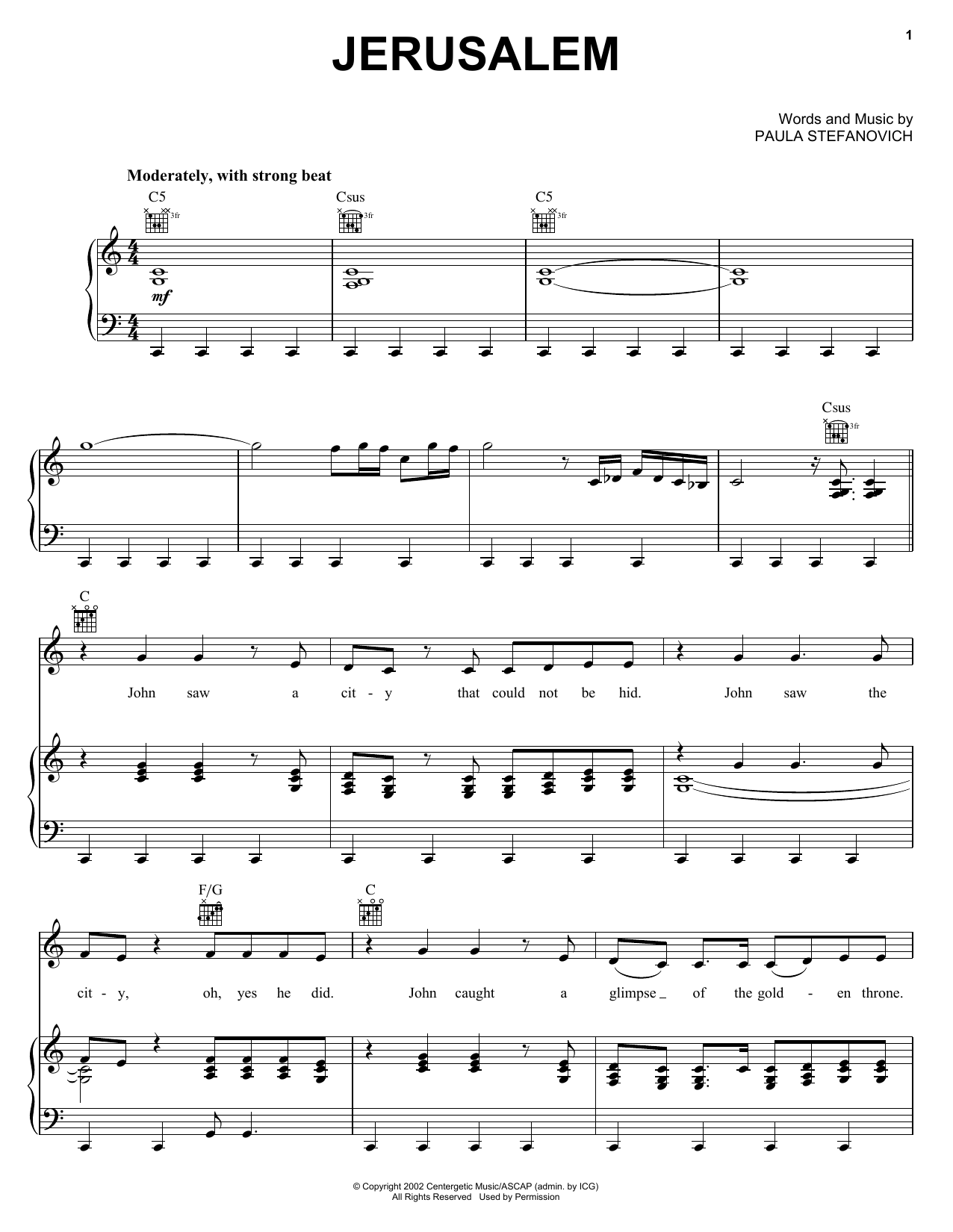 Download The Hoppers Jerusalem Sheet Music and learn how to play Piano, Vocal & Guitar (Right-Hand Melody) PDF digital score in minutes