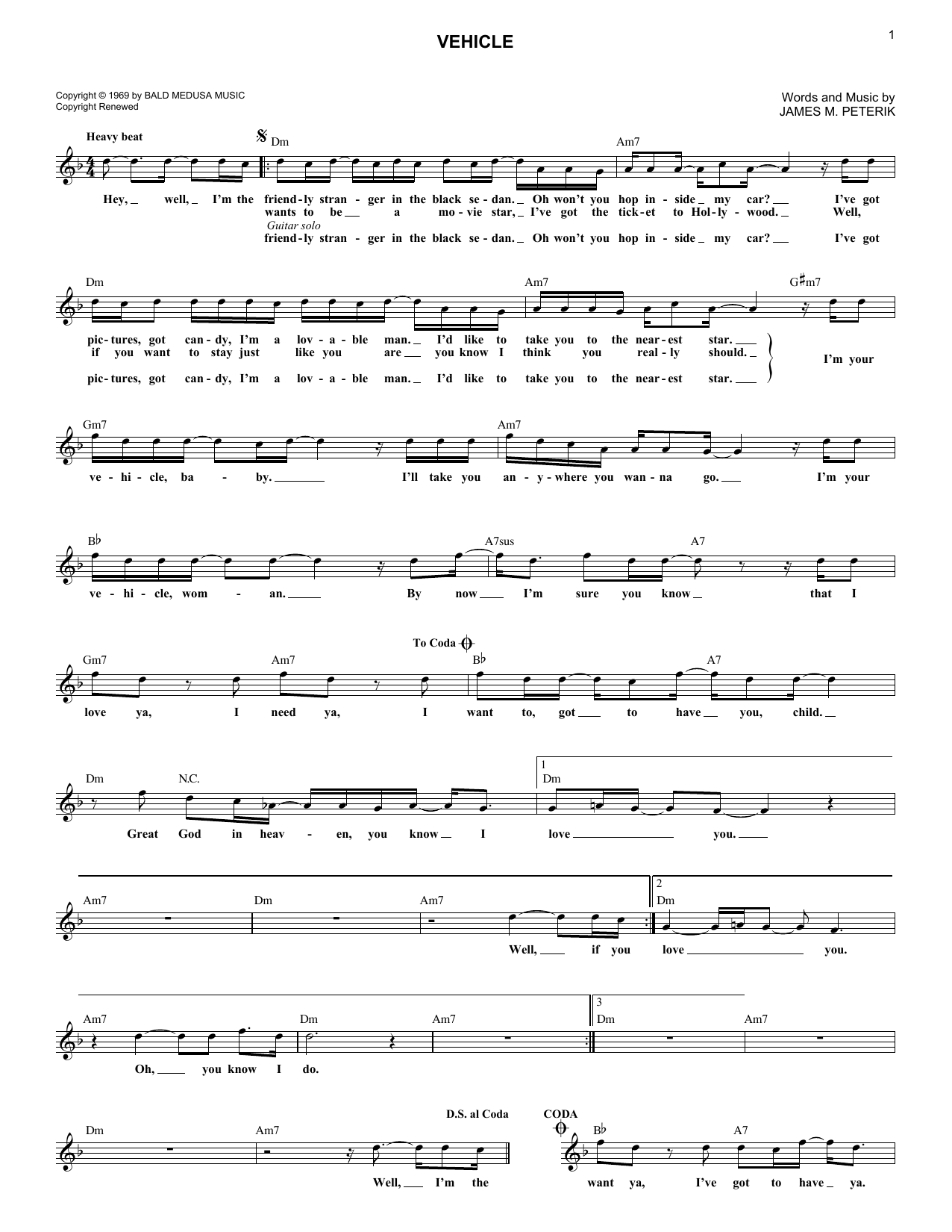 Download The Ides Of March Vehicle Sheet Music and learn how to play Drum Chart PDF digital score in minutes