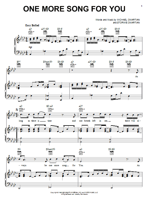 Download The Imperials One More Song For You Sheet Music and learn how to play Piano, Vocal & Guitar (Right-Hand Melody) PDF digital score in minutes