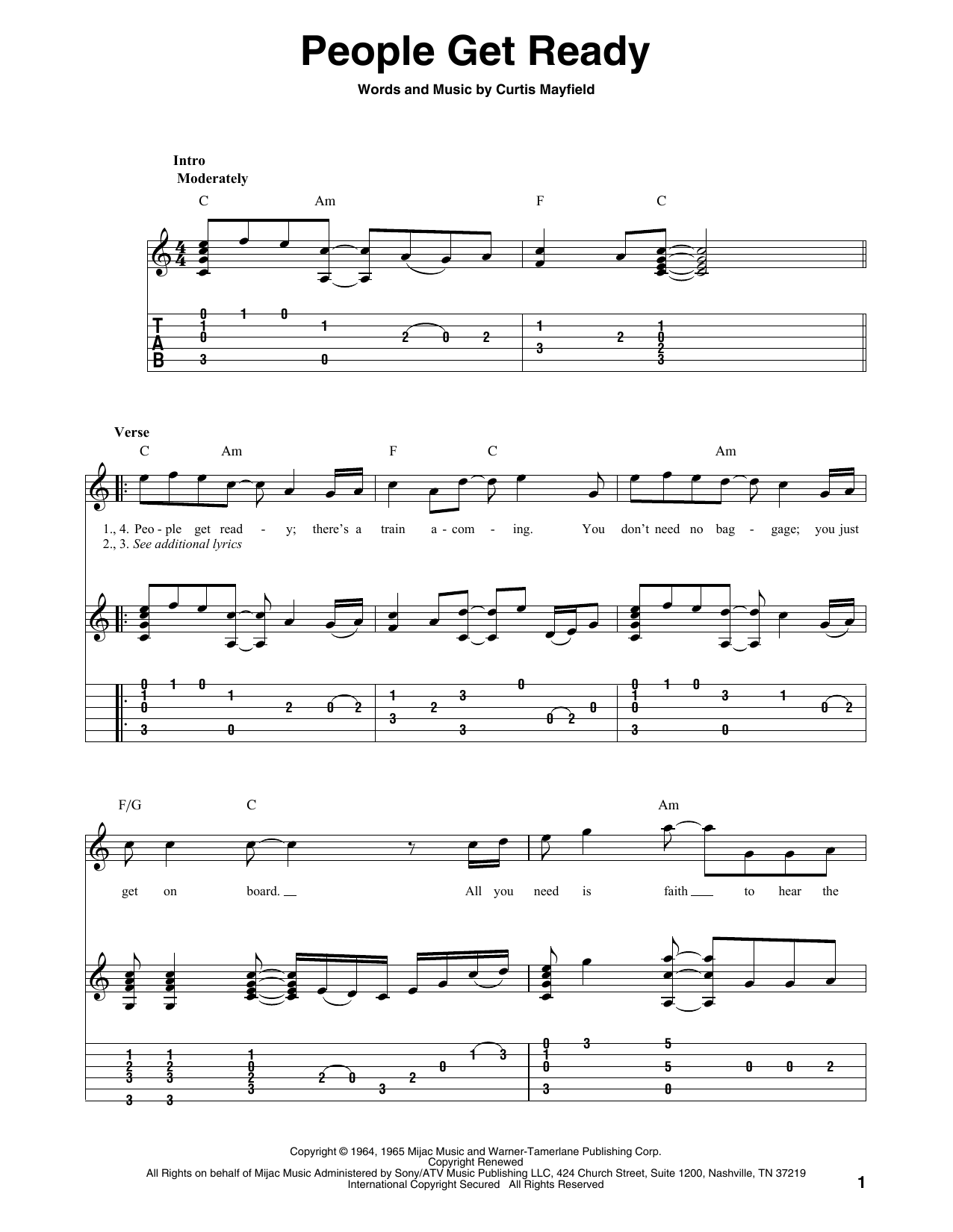 Download The Impressions People Get Ready Sheet Music and learn how to play Solo Guitar PDF digital score in minutes