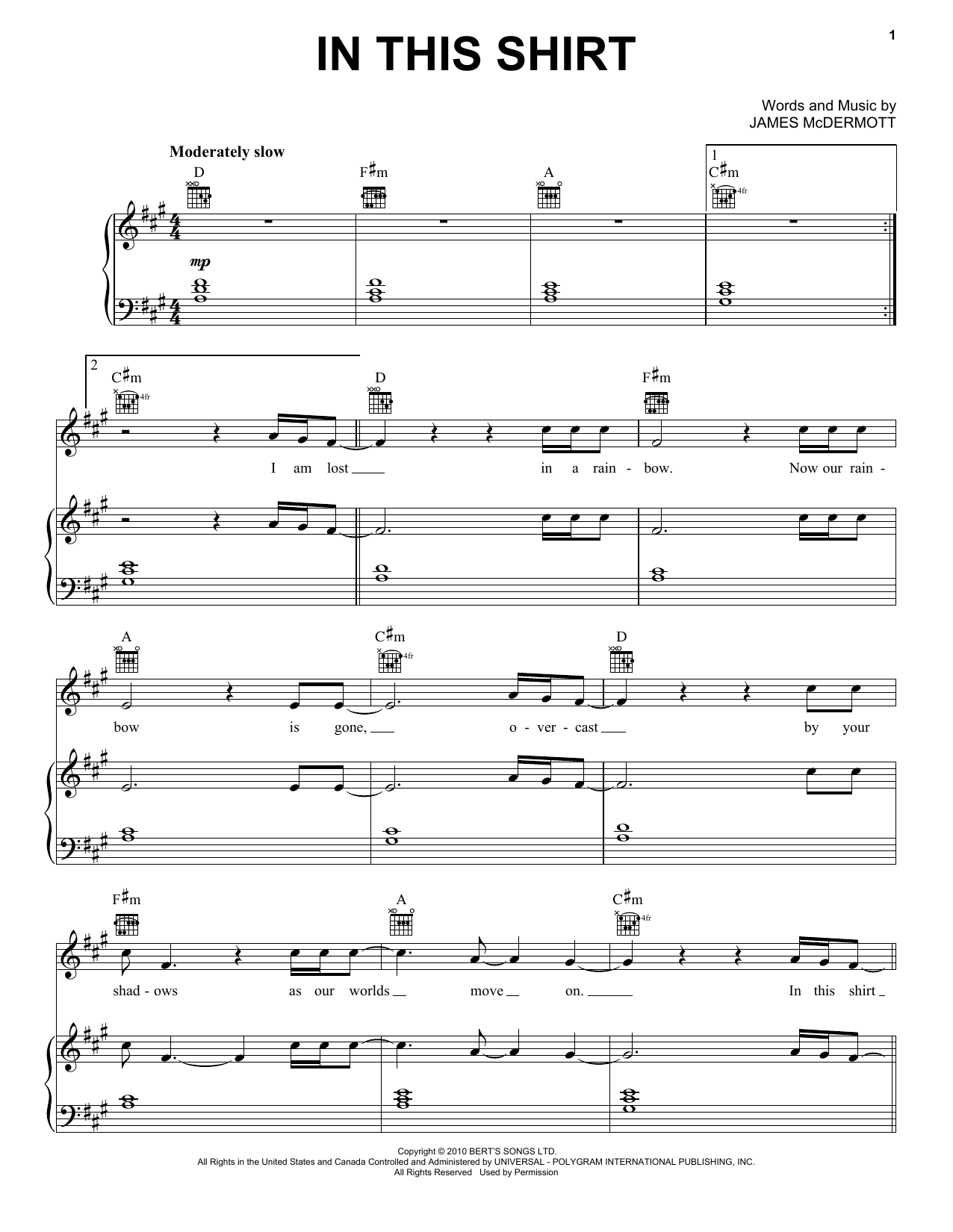 Download The Irrepressibles In This Shirt Sheet Music and learn how to play Piano, Vocal & Guitar Chords (Right-Hand Melody) PDF digital score in minutes