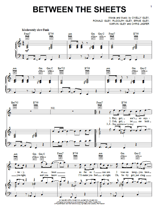 Download The Isley Brothers Between The Sheets Sheet Music and learn how to play Real Book – Melody & Chords PDF digital score in minutes