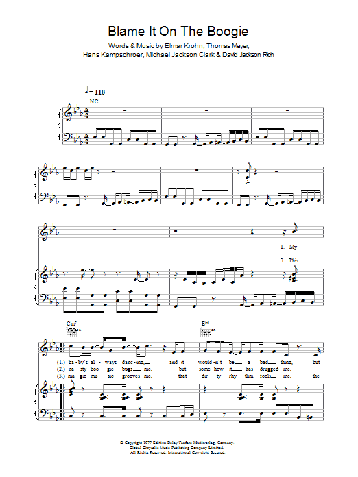 Download The Jackson 5 Blame It On The Boogie Sheet Music and learn how to play Beginner Piano PDF digital score in minutes