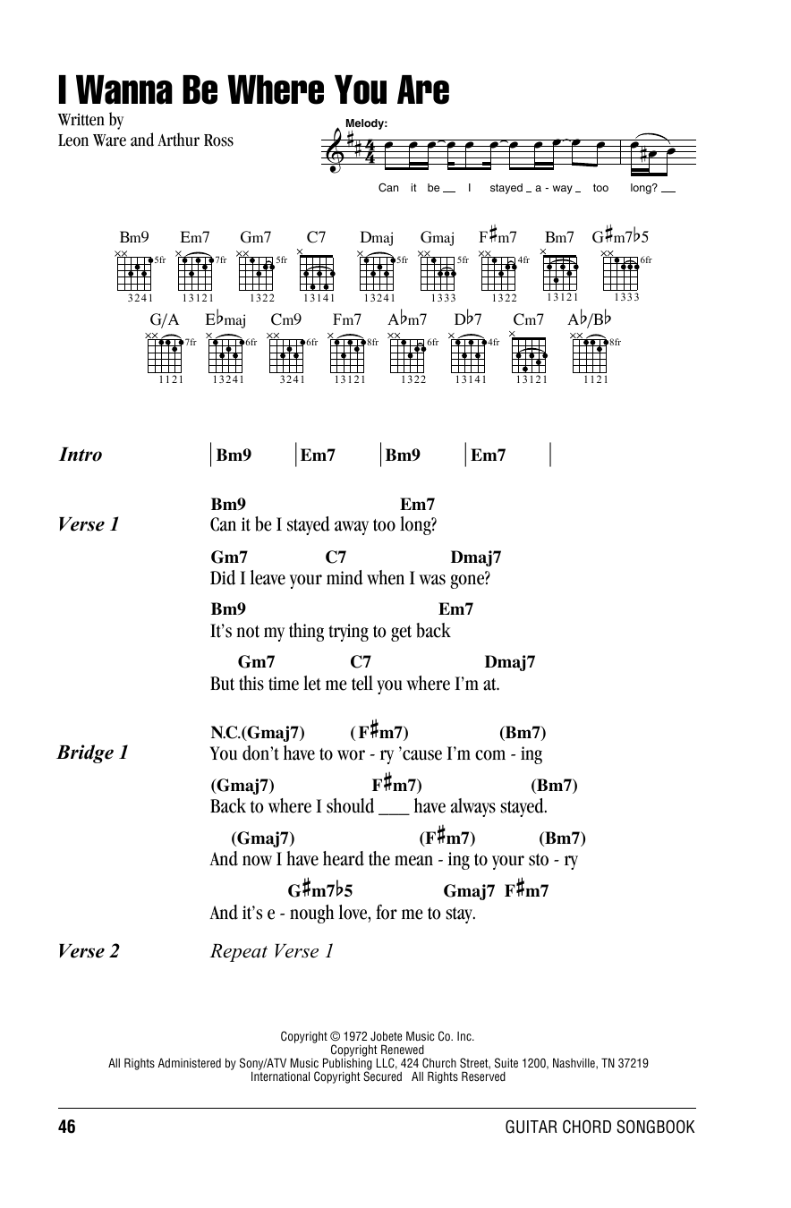 Download The Jackson 5 I Wanna Be Where You Are Sheet Music and learn how to play Lyrics & Chords PDF digital score in minutes