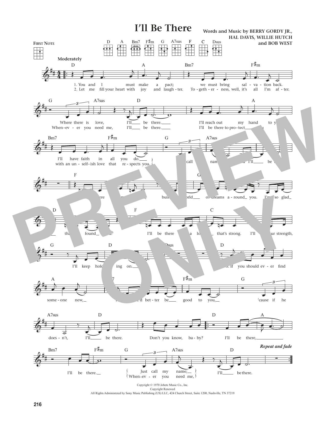 Download The Jackson 5 I'll Be There (from The Daily Ukulele) (arr. Jim Beloff) Sheet Music and learn how to play Ukulele PDF digital score in minutes