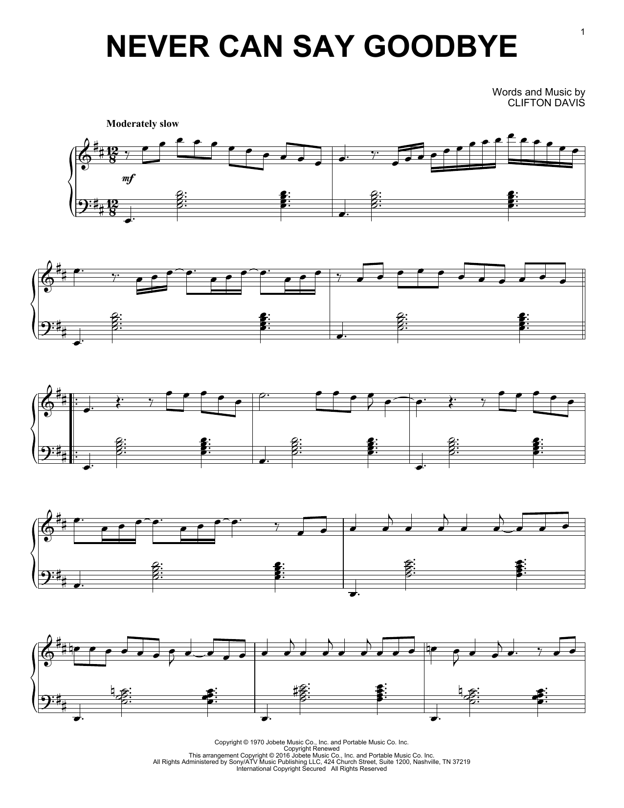 Download The Jackson 5 Never Can Say Goodbye Sheet Music and learn how to play Piano PDF digital score in minutes