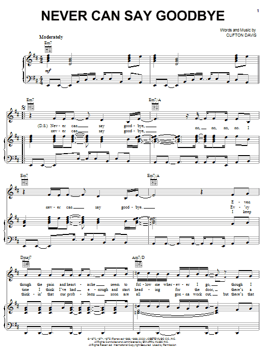 Download The Jackson 5 Never Can Say Goodbye Sheet Music and learn how to play Easy Guitar PDF digital score in minutes