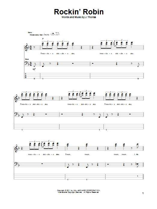 Download Michael Jackson Rockin' Robin Sheet Music and learn how to play Bass Guitar Tab PDF digital score in minutes
