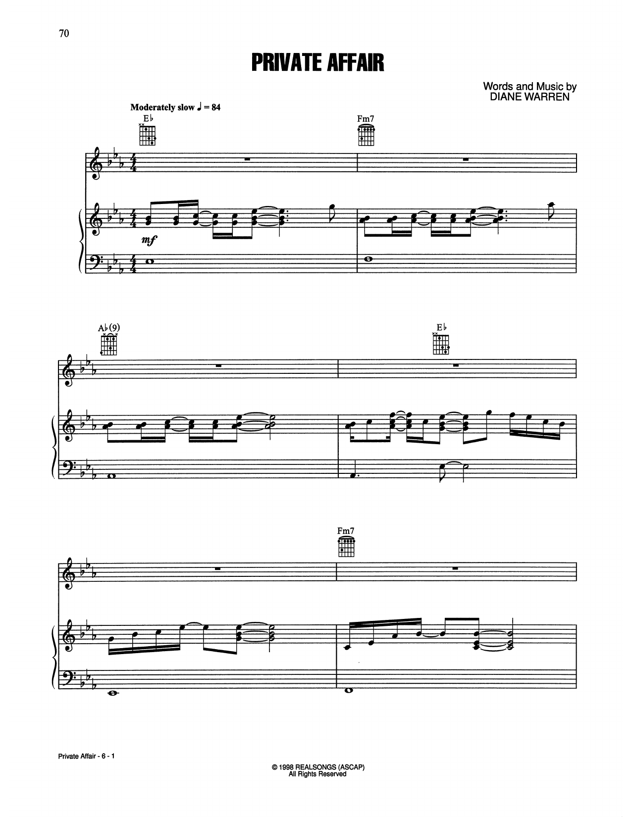 Download The Jacksons Private Affair Sheet Music and learn how to play Piano, Vocal & Guitar Chords (Right-Hand Melody) PDF digital score in minutes