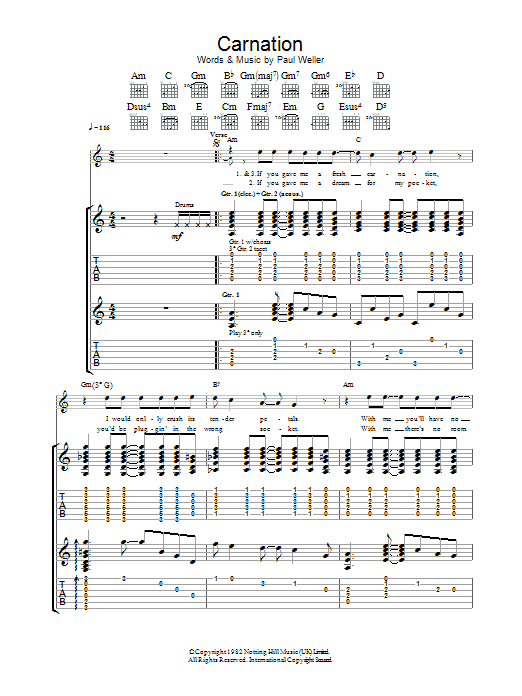 Download The Jam Carnation Sheet Music and learn how to play Keyboard PDF digital score in minutes