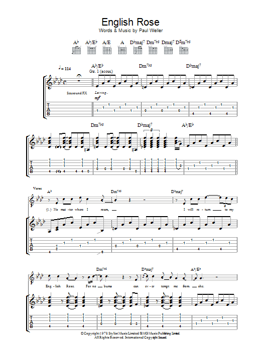 Download The Jam English Rose Sheet Music and learn how to play Guitar Tab PDF digital score in minutes