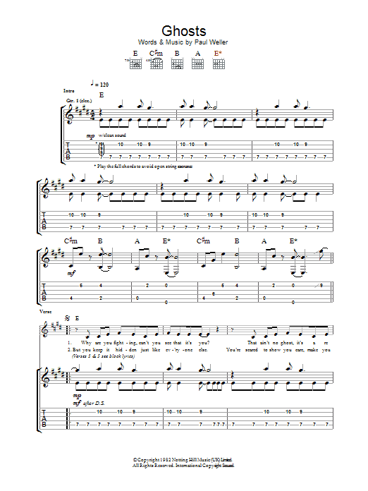 Download The Jam Ghosts Sheet Music and learn how to play Guitar Tab PDF digital score in minutes