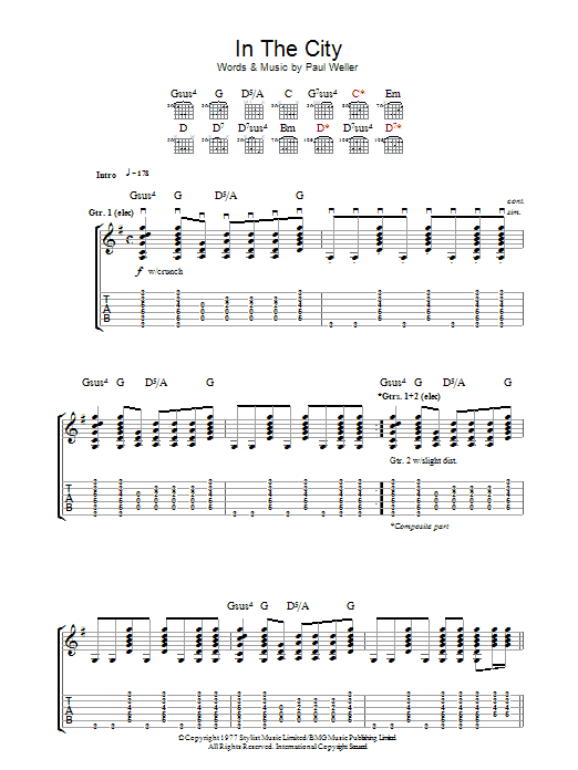 Download The Jam In The City Sheet Music and learn how to play Guitar Tab PDF digital score in minutes