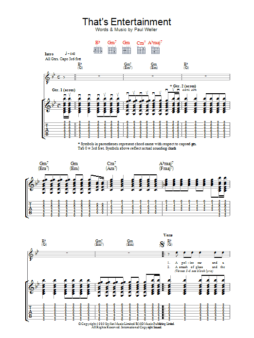 Download The Jam That's Entertainment Sheet Music and learn how to play Guitar Tab PDF digital score in minutes