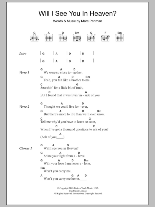 Download The Jayhawks Will I See You In Heaven Sheet Music and learn how to play Lyrics & Chords PDF digital score in minutes