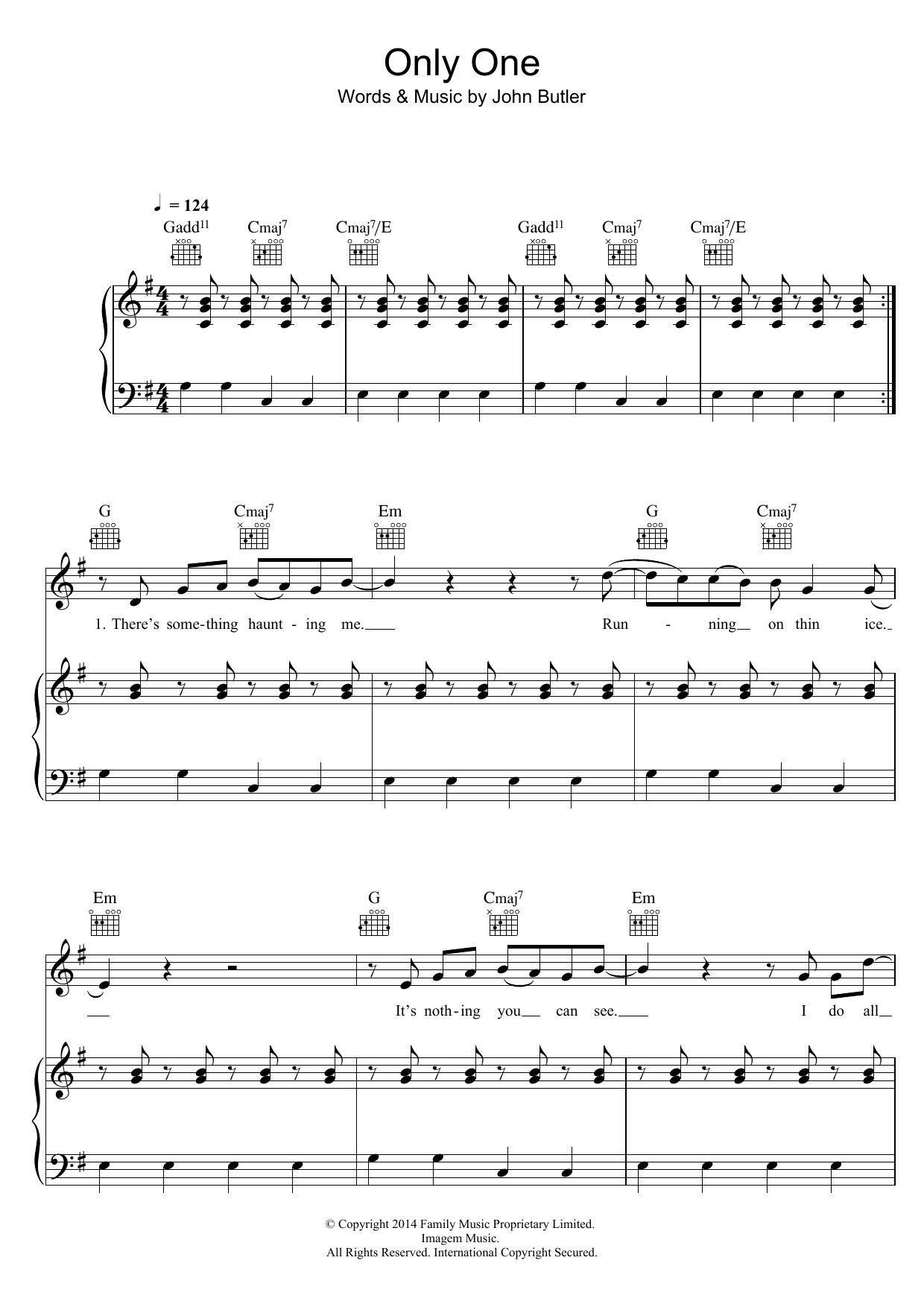 Download The John Butler Trio Only One Sheet Music and learn how to play Piano, Vocal & Guitar (Right-Hand Melody) PDF digital score in minutes