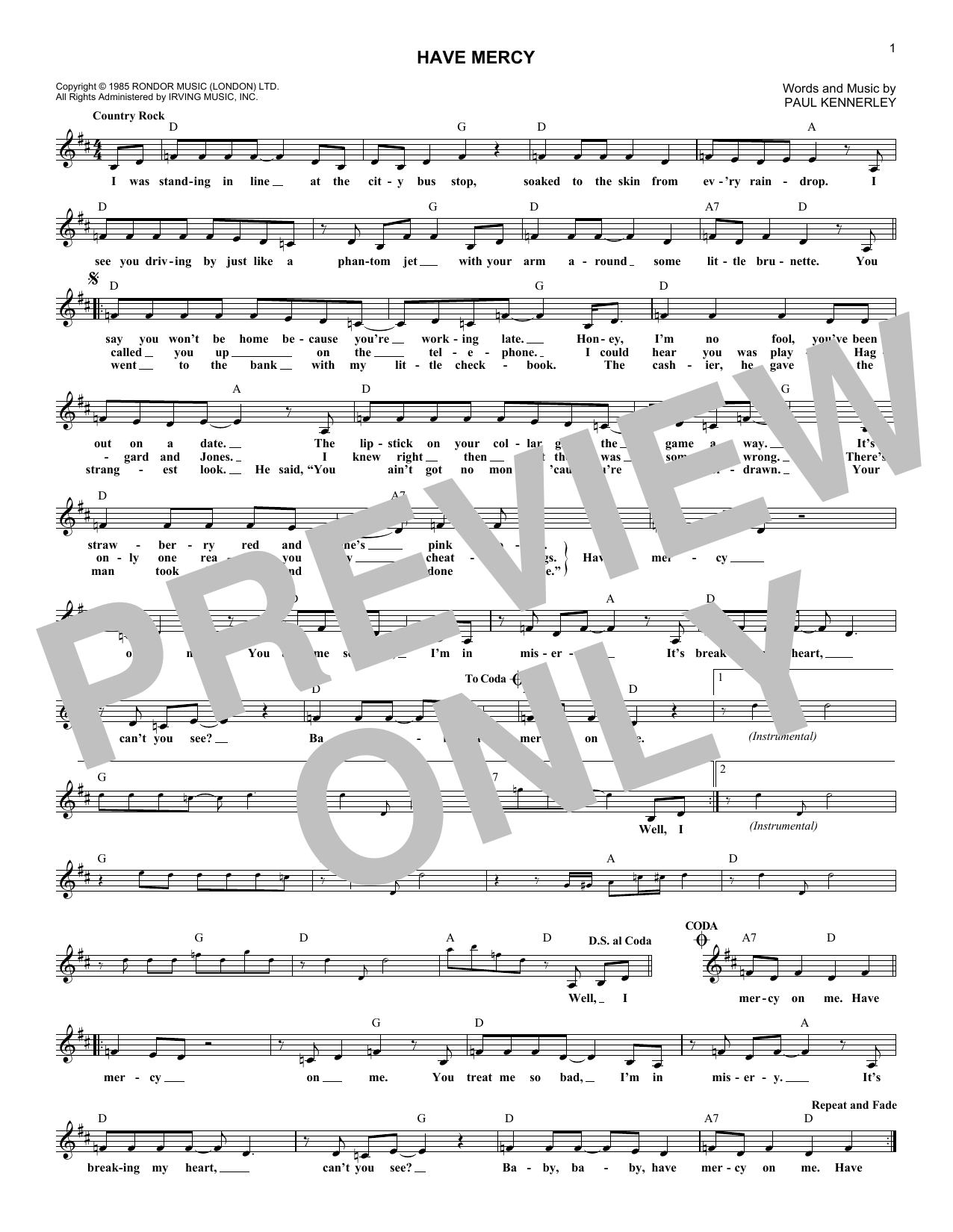 Download The Judds Have Mercy Sheet Music and learn how to play Melody Line, Lyrics & Chords PDF digital score in minutes
