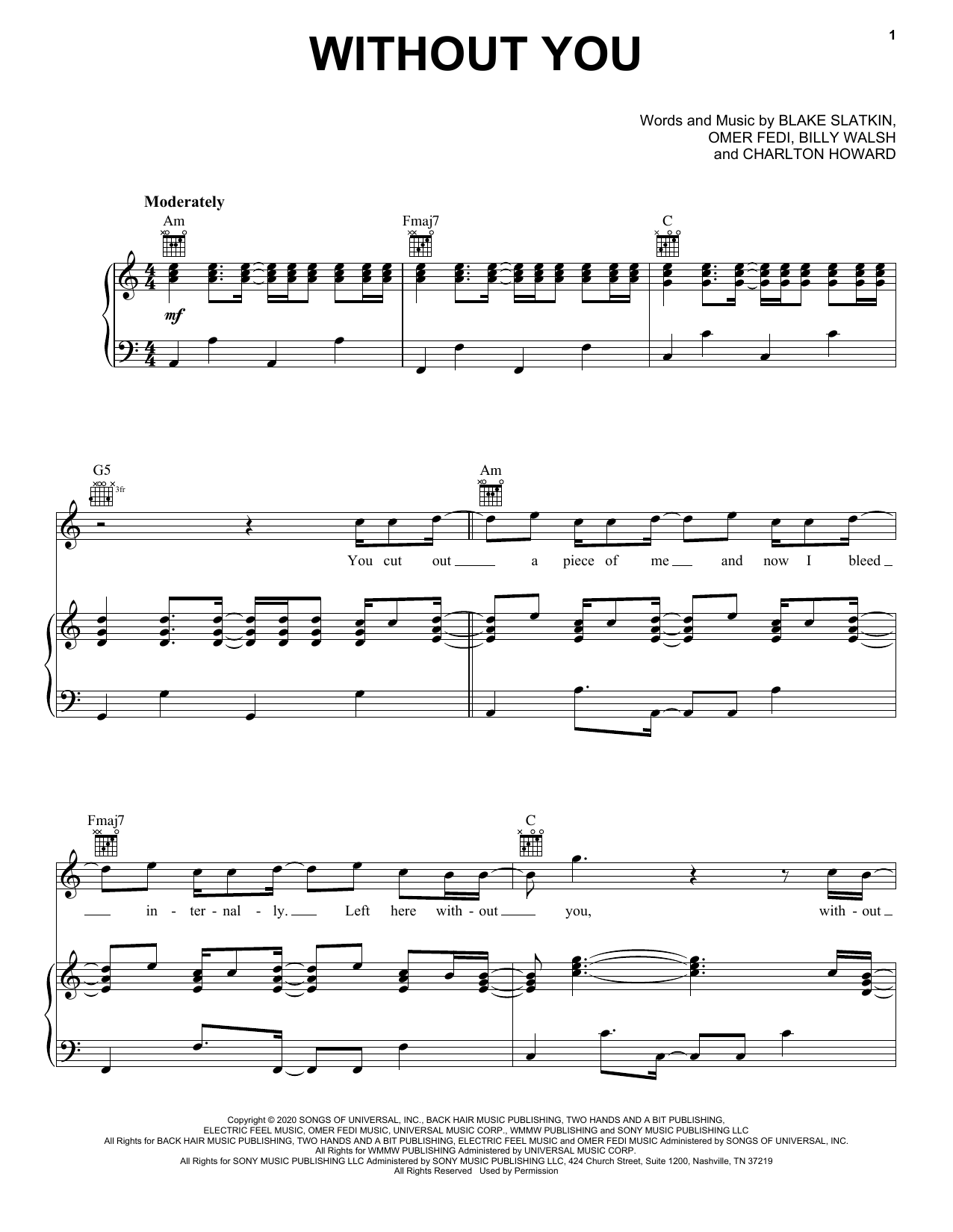 Download The Kid LAROI Without You Sheet Music and learn how to play Easy Guitar Tab PDF digital score in minutes