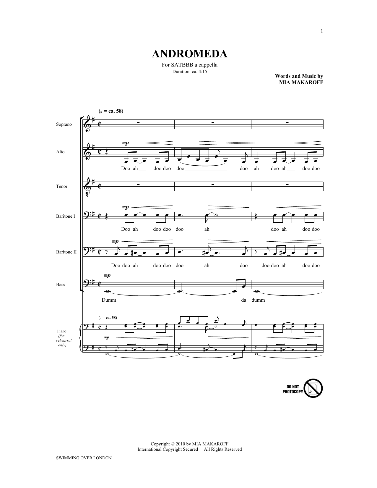 Download The King's Singers King Swimming Over London Sheet Music and learn how to play SATB PDF digital score in minutes
