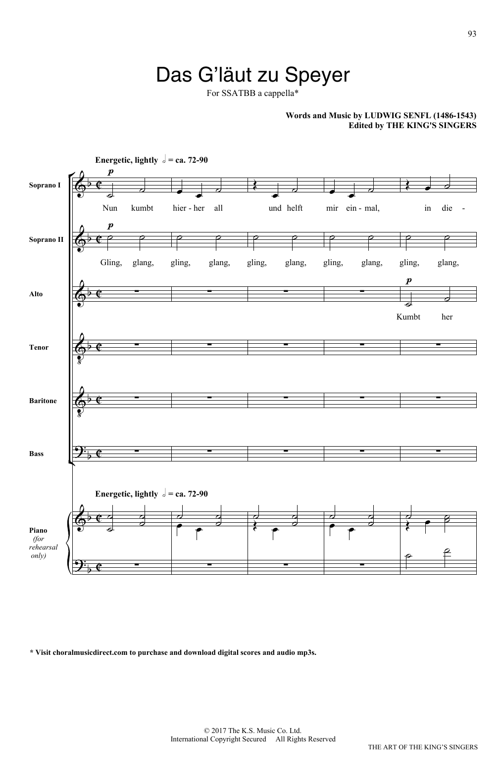 Download Ludwig Senfl Das G'laut zu Speyer Sheet Music and learn how to play SATB PDF digital score in minutes