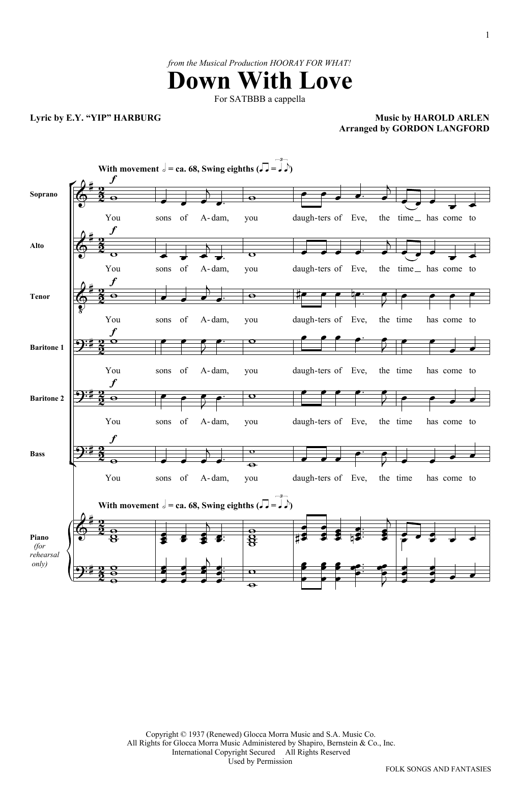 Download The King's Singers Down With Love Sheet Music and learn how to play SATB PDF digital score in minutes